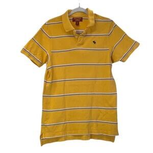 Abercrombie & Fitch Youth Boys  L Mustard Yellow Striped Shirt Short Sleeves